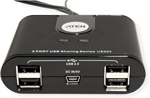 ATEN US224 commutateur écran, clavier et souris Noir