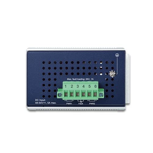 PLANET IP30 Industrial 4-Port Non-géré Gigabit Ethernet (10/100/1000) Connexion Ethernet, supportant l'alimentation via ce port (PoE) Bleu, Blanc