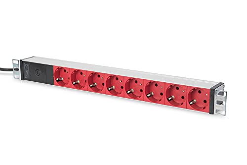 Digitus Bloc multiprise avec profilé en aluminium et préfusible, prise électrique a contact de protection a 8 sorties, connecteur IEC C14 pour câble d