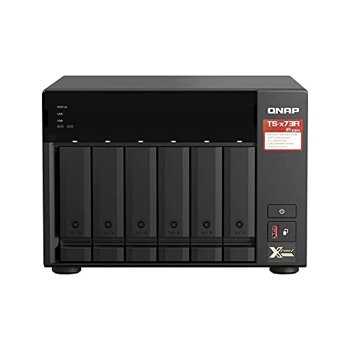 QNAP 6-bay NAS AMD Ryzen Embedded V1500B 2.2GHz 8Go 6xSATA 6Gb/s bays 2xM.2 NVMe PCIe Gen3 SSD slots 2x2.5GbE LAN optional 10GbE