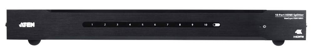 Répartiteur HDMI 4K a 10 ports - HDMI - 10x HDMI - 4096 x 2160 pixels - Noir - Métal - 4K Ultra HD