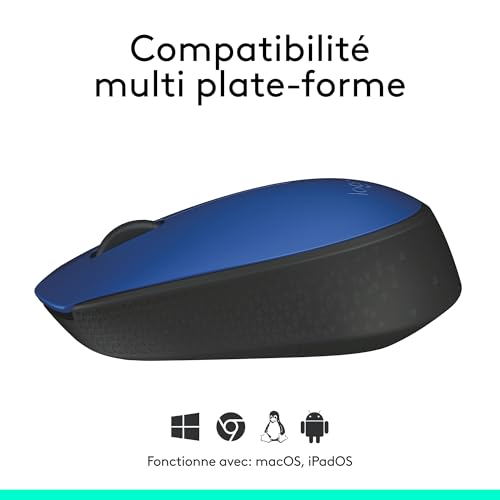 LOGITECH M171 Mouse right and left-handed wireless 2.4 GHz USB wireless receiver black blue
