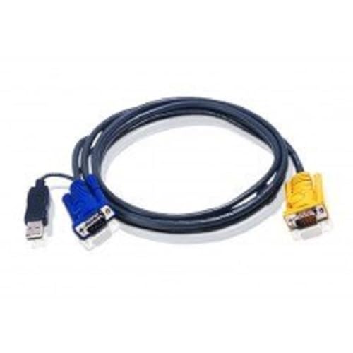 ATEN Câble KVM USB 3m avec SPHD 3 en 1 et convertisseur PS/2 vers USB intégré - 3 m - VGA - Noir - HDB-15 + USB A - SPHD-15 - Mâle