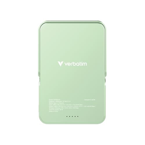 VERBATIM CHARGE N GO POWER BANK WITH STAND MAGNETIC WIRELESS 10000MAH - GREEN WCF (P)