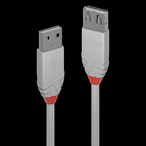 LINDY 0.2m USB 2.0 Type A Extension Cable Anthra Line USB Type A Male to Female cool grey