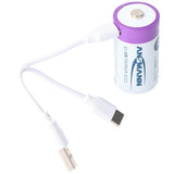 ANSMANN Accu lithium Mono D, 2 pièces, rechargeables Type-C, 1,5 V
