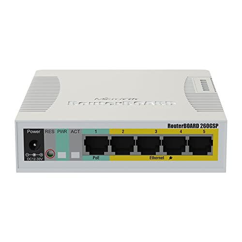 Mikrotik CSS106-1G-4P-1S commutateur réseau Gigabit Ethernet (10/100/1000) Connexion Ethernet, supportant l'alimentation via ce port (PoE) Blanc