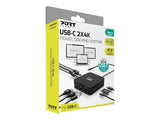 PORT DESIGNS USB Type C Travel Docking Station 2x4K Dual video display up to 4K 2x Display Port Charges laptops up to 85W