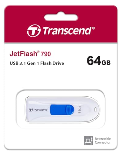 TRANSCEND Cle USB 3.0 JetFlash 790 - 64Go Blanc