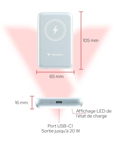 VERBATIM CHARGE N GO MAGNETIC WIRELESS POWER BANK 10000 BLUE WCF (P)