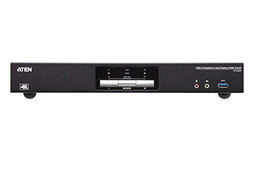Commutateur KVMP™ deux affichage DisplayPort 4K 2 ports USB 3.0 - 4096 x 2160 pixels - Ethernet/LAN - 4K Ultra HD - 3,48 W - Noir