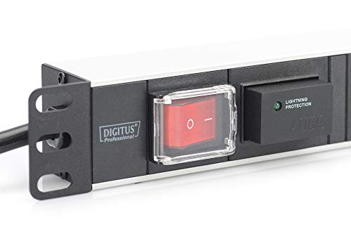 Digitus Bloc multiprise avec profilé en aluminium et interrupteur, prise électrique a contact de protection avec 7 sorties, câble d’alimentation de 2