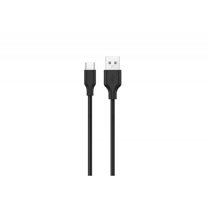 Konrow KCATCNB1 - Câble USB Type A vers Type C - 1m - Nylon - Noir (Blister)