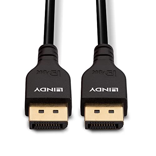 LINDY 0.5m DisplayPort 1.4 Cable Slim DP male to DP male connector