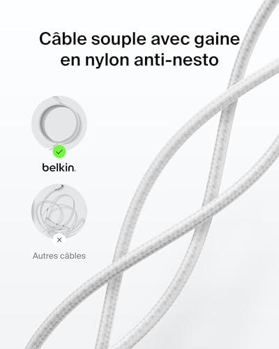 BELKIN USB-C TO USB-C 240W 2.0 BRAIDED PCR 2M WHITE