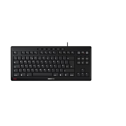 CHERRY Clavier Stream Keyboard TKL compact USB blanc grisé