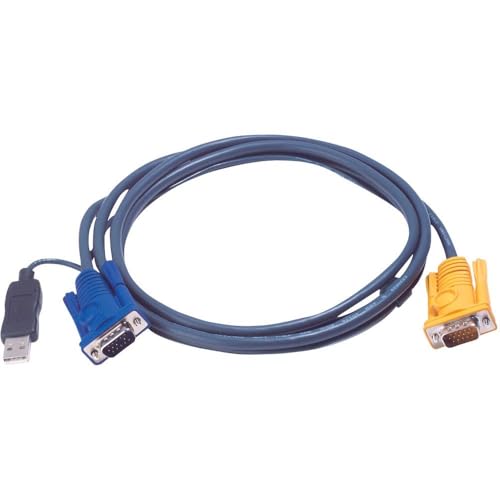 ATEN Câble KVM USB 3m avec SPHD 3 en 1 et convertisseur PS/2 vers USB intégré - 3 m - VGA - Noir - HDB-15 + USB A - SPHD-15 - Mâle
