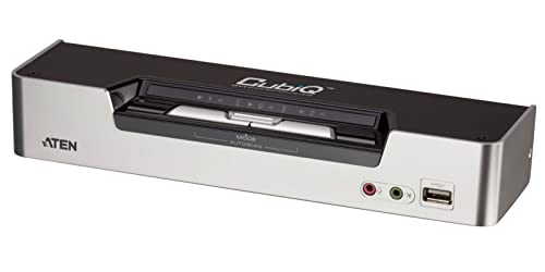 Commutateur KVMP™ deux affichages/audio DVI Dual Link USB 2 ports - 2560 x 1600 pixels - Ethernet/LAN - Grille de montage - 10,6 W - 1U - Noir - Argent
