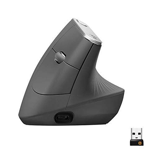 LOGITECH MX Vertical Vertical mouse ergonomic optical 6 buttons wireless wired Bluetooth 2.4 GHz USB wireless receiver graphite