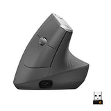 LOGITECH MX Vertical Vertical mouse ergonomic optical 6 buttons wireless wired Bluetooth 2.4 GHz USB wireless receiver graphite