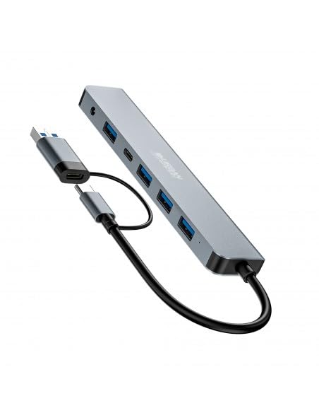 URBAN FACTORY Minee 7in1 USB-A/C Hub With 5 USB-A / 1 USB-C And DC Input Sideral Grey With Power Adapter