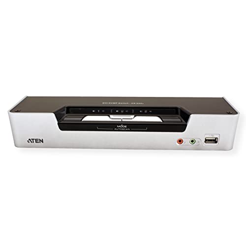 Commutateur KVMP™ deux affichages/audio DVI Dual Link USB 2 ports - 2560 x 1600 pixels - Ethernet/LAN - Grille de montage - 10,6 W - 1U - Noir - Argent