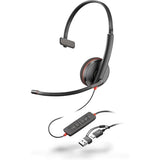 POLY Blackwire 3210 Monaural USB-C Black Headset +USB-C/A Adapter (Bulk) Avec fil Arceau Business/Everyday