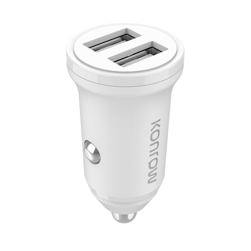 Konrow KCC12AAW - Adaptateur Allume-cigare 2 Ports USB A   - Charge rapide 12W, Blanc (Compatible, Blister)