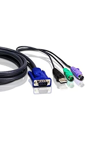 ATEN Câble KVM USB 3m PS/2 - 3 m - PS/2 - PS/2 - VGA - Noir - 2 x PS/2 - USB A - HDB-15