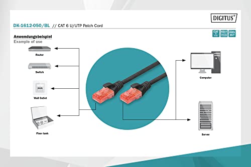 Digitus DK-1612-050/BL câble de réseau Noir 5 m Cat6 U/UTP (UTP)