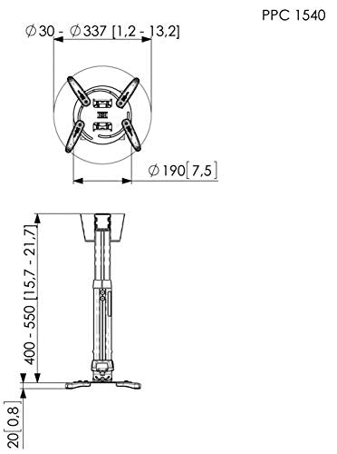 PPC 1540/Prj Ceiling Mount 300-450mm WH