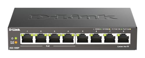 D-LINK Switch gigabit ethernet non admin 8 ports 10/100/1000Mbps dont 4 PoE