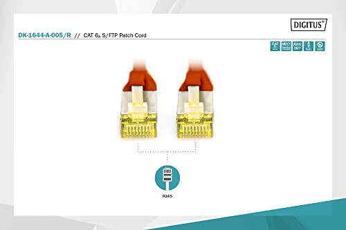 Digitus DK-1644-A-005/R câble de réseau Rouge 0,5 m Cat6a S/FTP (S-STP)