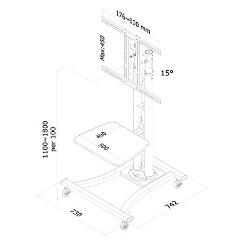 NEOMOUNTS PLASMA-M1800E Chariot pour écran 27-70p