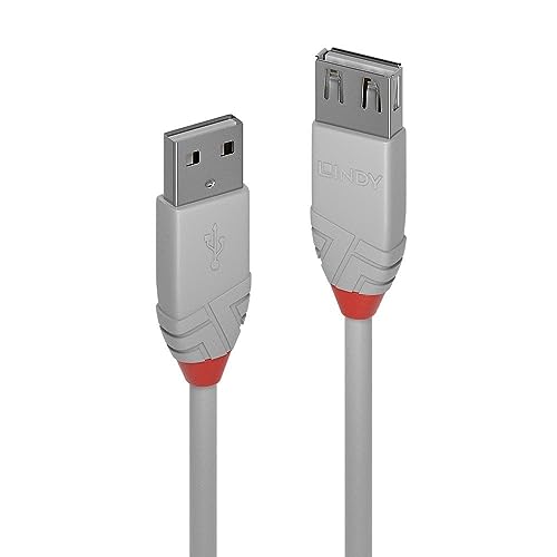 LINDY 0.5m USB 2.0 Type A Extension Cable Anthra Line USB Type A Male to Female cool grey