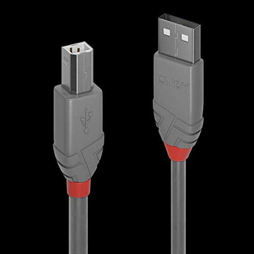 LINDY 2m USB 2.0 Type A to B Cablel Anthra Line USB Type A Male to B Male cool grey
