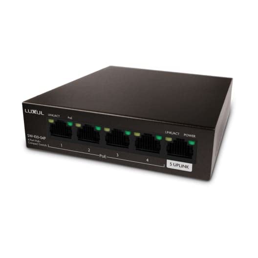 Luxul 4 Port Gigabit PoE+ Switch w/Uplink (58W