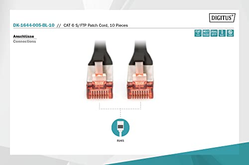 Digitus DK-1644-005-BL-10 câble de réseau Noir 0,5 m Cat6 S/FTP (S-STP)