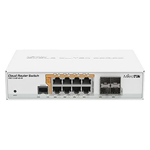 Mikrotik CRS112-8P-4S-IN commutateur réseau Gigabit Ethernet (10/100/1000) Connexion Ethernet, supportant l'alimentation via ce port (PoE) Blanc