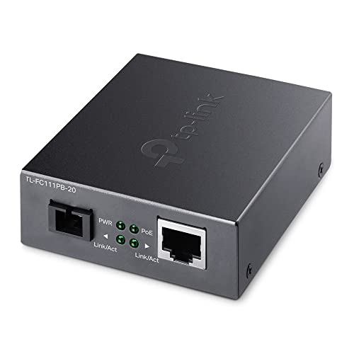 TP-LINK 10/100 Mbps RJ45 to 100 Mbps Single-mode SC WDM Bi-Directional Fiber Converter With 1-Port PoE