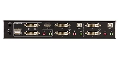 Commutateur KVMP™ deux affichages/audio DVI Dual Link USB 2 ports - 2560 x 1600 pixels - Ethernet/LAN - Grille de montage - 10,6 W - 1U - Noir - Argent