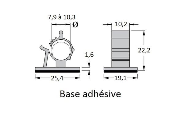Serre-câble adhésif diamètre - 7,9 à 10,3 mm