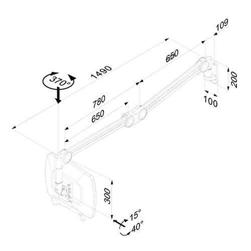 NEOMOUNTS FPMA-HAW200 Support mural pour écran médical 10-27p - h 0-149 cm - ressort à gaz