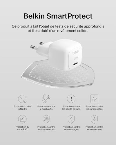 BELKIN 30W USB PD Wall Charger with PPS WHT w/1m C-LTG