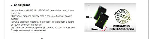 SILICON POWER External HDD Armor A15 2To 2.5p USB 3.2 Black & Green Anti-shock MIL-STD 810F Method 516.5 Procedure IV LED light