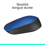 LOGITECH M171 Mouse right and left-handed wireless 2.4 GHz USB wireless receiver black blue