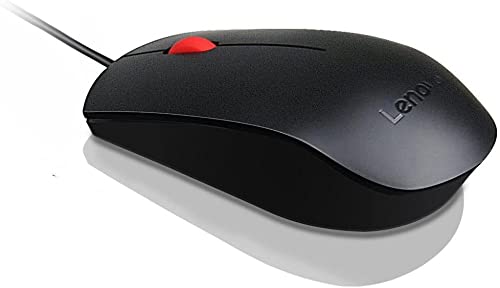 Lenovo Essential - Souris - droitiers et gauchers - optique - 3 boutons - filaire - USB - ThinkRed