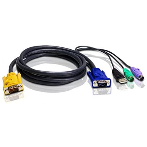 ATEN Câble KVM USB 1,8m PS/2 - 1,8 m - PS/2 - PS/2 - VGA - Noir - HDB-15 - 2 x PS/2 - USB A