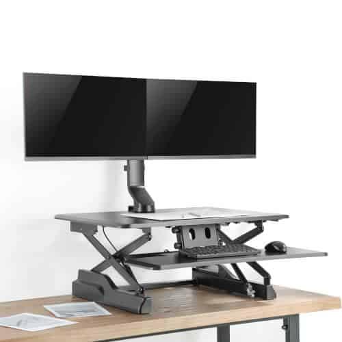 EATON TRIPPLITE Dual-Display Monitor Arm with Desk Clamp and Grommet - Height Adjustable 17p to 27p Monitors