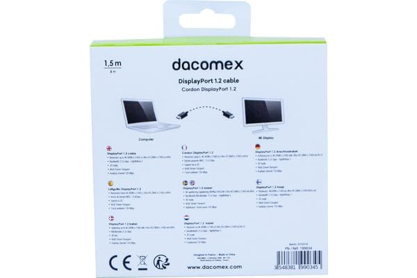 DACOMEX Cordon DisplayPort 1.2 - 1,5 m